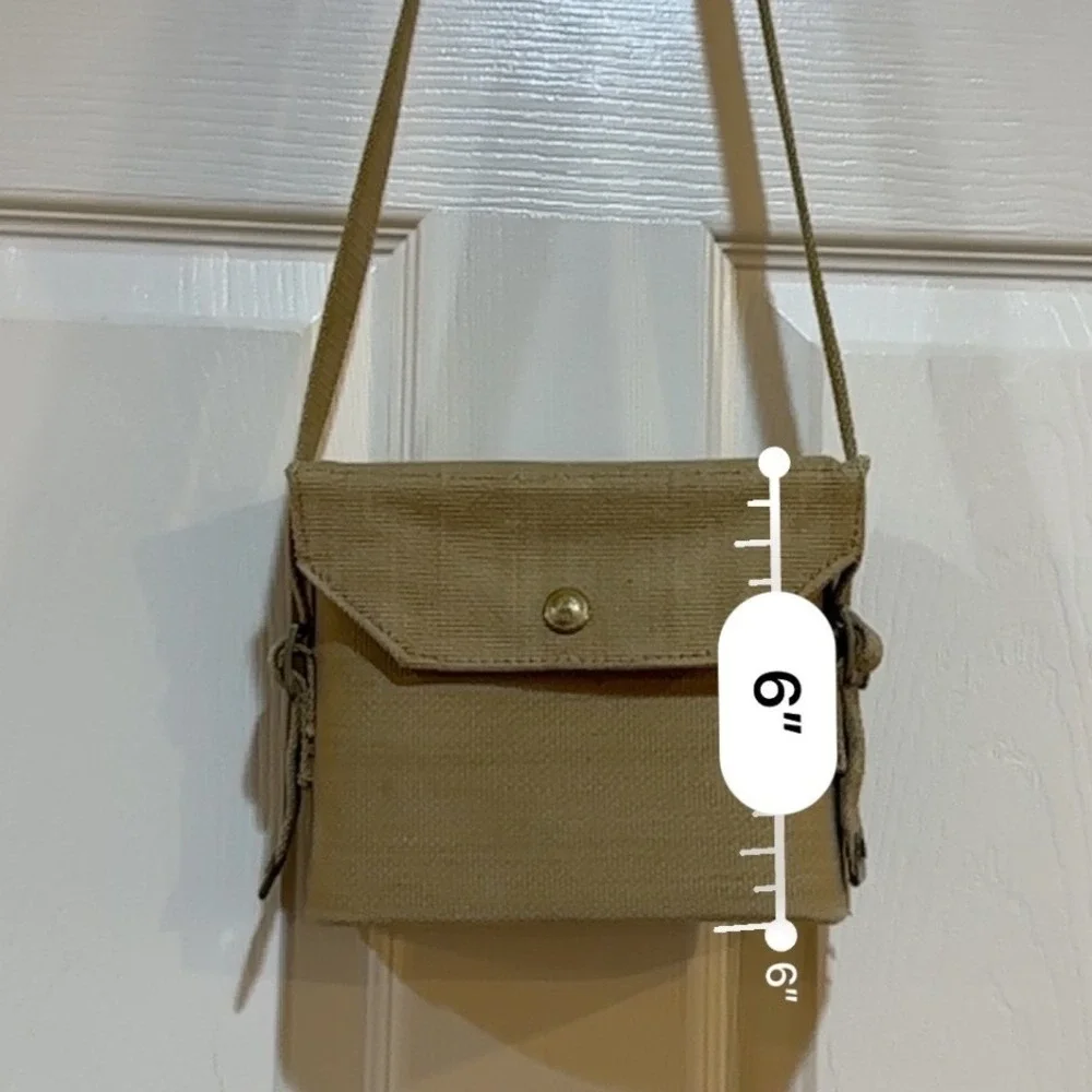 Vintage Military‎ Style Khaki Canvas Crossbody Bag Utility Pouch Tactical Small